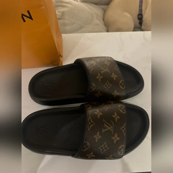 Louis Vuitton Monogram Waterfront Slides Mule Mens 11 New Comes With Dust Bag - Picture 11 of 15